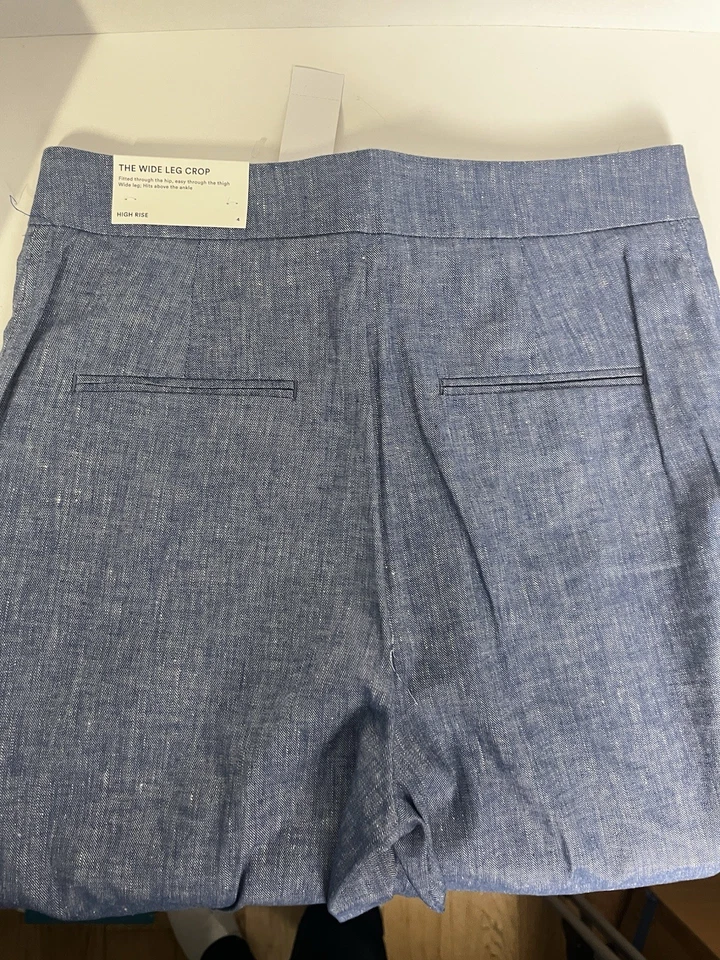 Ann Taylor Loft Marisa 裤布蓝色裤子 P4 亚麻混纺全新带标签 — 第 3/4 张图片