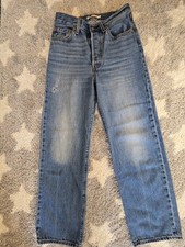 Levi's Ribcage Jeans Womens 27x28 Denim Straight Ankle Button-Fly Distressed