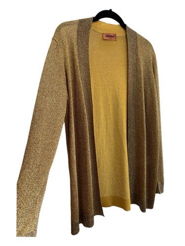 MISSONI Cardigan Gold Metallic Lurex Sz 42 - Made In Italy - Picture 2 of 9