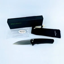 Pro Tech 5301 Malibu Black Aluminum 3.5" Wharncliffe Magnacut Open Box Condition