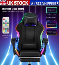 New Reclining Gaming Chair with Footrest & Bluetooth Speakers & RGB LED Lights