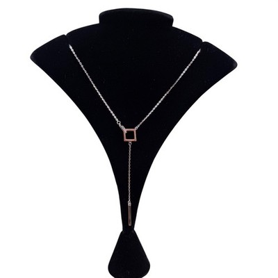925 Sterling Silber Damen ineinandergreifende Quadrate Anhänger Halskette Kette modern
