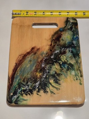 Handmade Bamboo Cutting Board w/Vibrant Epoxy Resin Art Food Safe Artisan Piece