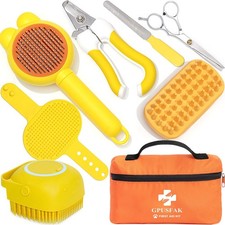 9 Piece Bath Grooming Kit for Pets - Dog Bath Brush Kit Slicker Hair Brush Se...