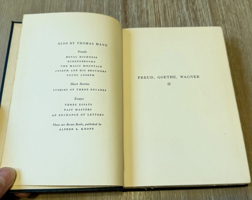 Freud, Goethe, Wagner by Thomas Mann 1937 HC / Antique - Image 2 of 4