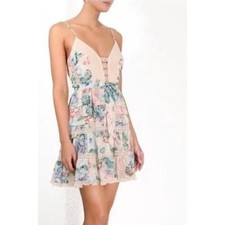 Zimmermann Verity Scallop Short Dress Cream Floral Size XS/S