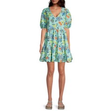A.N.A Short Sleeve Empire Waist Cotton Floral Simple Boho Dress Size XS
