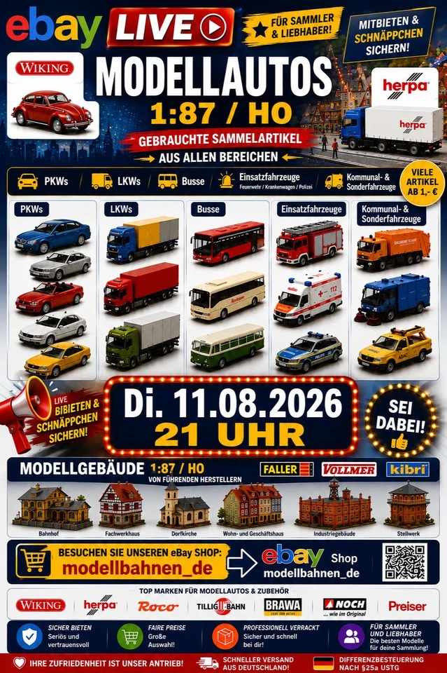 Gebrauchte Modellautos 1:87 + Modellbahn Gebäude in H0 1:87 N 1:160 TT