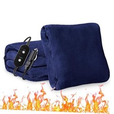 Car Heated Blanket, 12/24V Portable Heated Blanket for Car, Pro Navy Blue