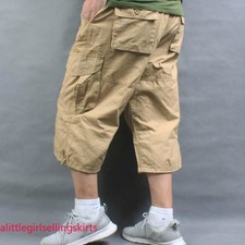 Men Cargo Pants Half Trousers Shorts Loose Multi Pocket Army Straight Casual
