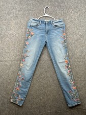 Driftwood Jeans Jackie Women's Floral Flower Embroidered Blue Denim Size 27x28