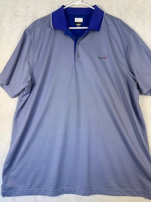 Greg Norman Collection Mens 2XL Blue Performance Golf Polo Shirt Shark Logo Shor