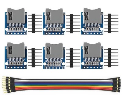 WWZMDiB 6 Pcs Micro SD TF Card Adapter Mini Reader Module 3.3V 6 Pin SPI Blue 