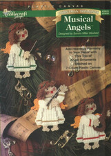 NEW 3 MUSICAL ANGELS CHRISTMAS DIGEST SIZE PLASTIC CANVAS PATTERN LEAFLET