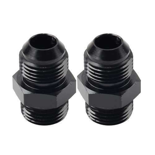 2Pcs Aluminum Black AN10 Flare to 8AN ORB Male fitting Adapter with O-Rings - Picture 7 of 11