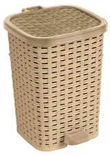 Superio Wicker Step-On Trash Can with Lid 12 qt, Beige Trash Bin, Durable
