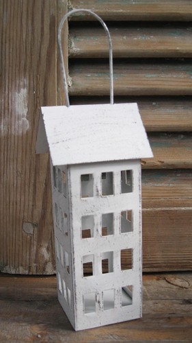 Shabby Deko Mini-Laterne "Herz" zum Hängen weiß Landhaus Windlicht Haus Liebe - Bild 5 von 12