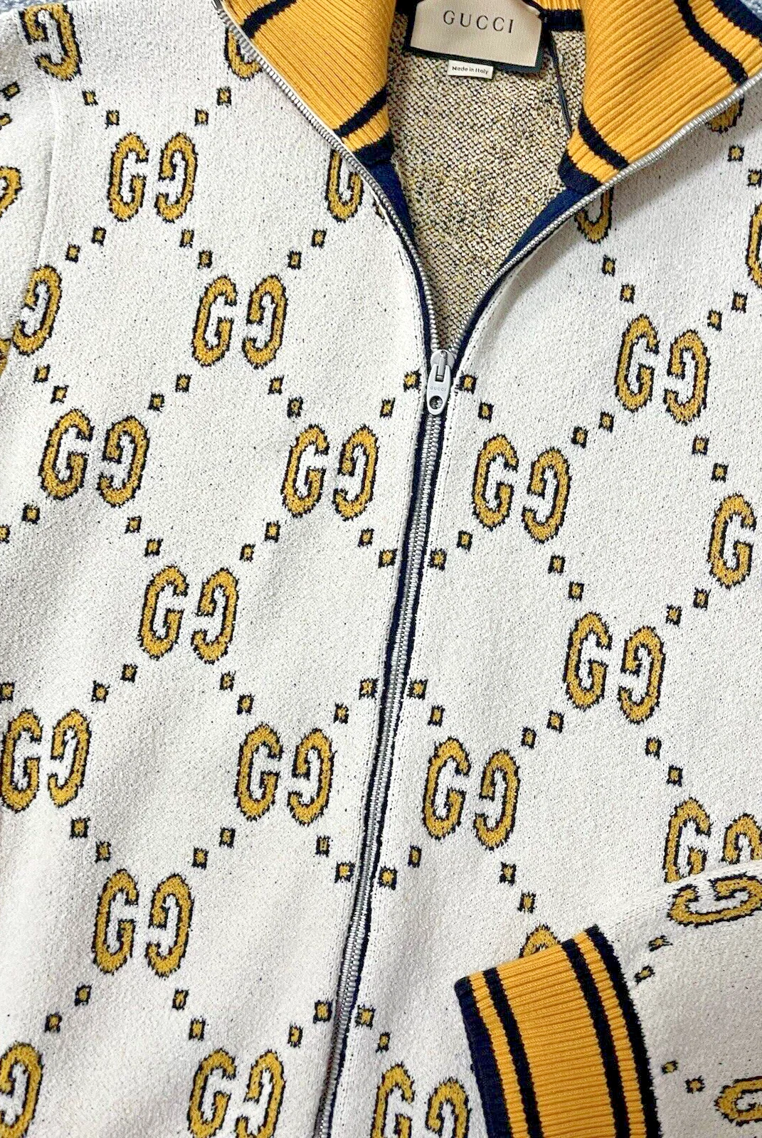 GUCCI Giacca Bianca GG Jacquard Bomber