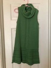 EUC HTF Gymboree Green Cable Sweater Dress Sz 7 Matching Hairbow not shown