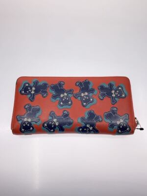 Vivienne Westwood Orange Leather Long Wallet HAPPY BEAR Design for