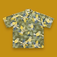 Vtg Hawaiian Shirt Pineapple Floral Print Aloha Camp Button Up Cotton Coconut