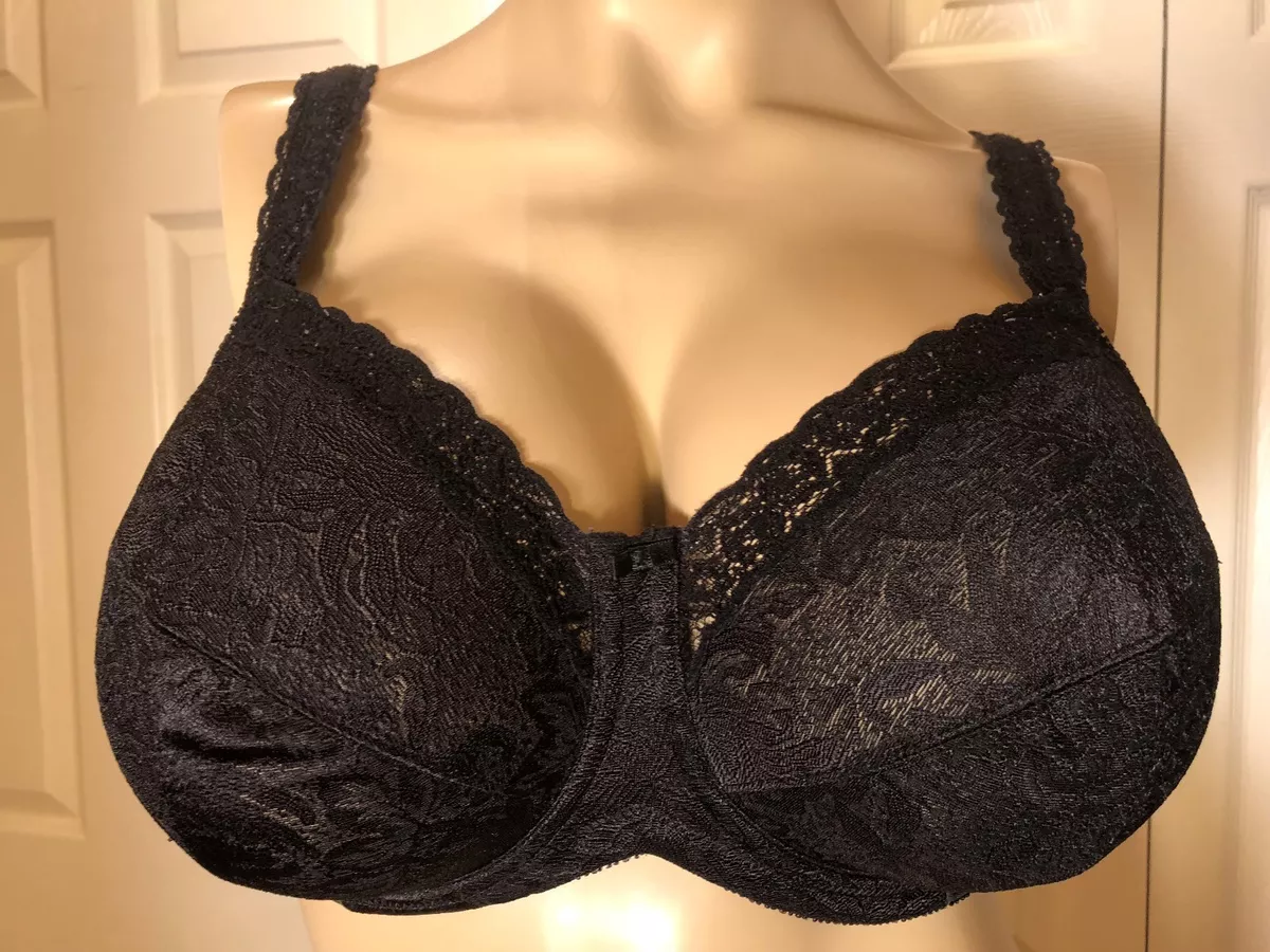 WONDERBRA 36DD Black Unlined Sheer 36 DD Underwire Lace Trimmed Bra