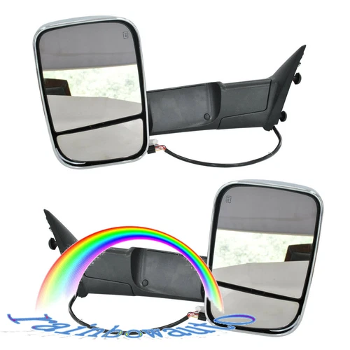 Pair For Ram 1500 Pickup 2009-18 Signal Light Power Heated Towing Mirrors Chrome