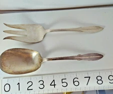 WM Rogers Mfg Co Original Rogers 9” Meat Fork & Spoon Serving Set Vintage