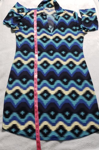 RACHEL Rachel Roy Collard Shirt Dress Women's Large Geometric Print Knee Length - 第 10/10 張圖片