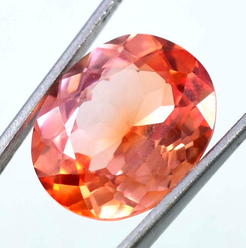 Zaffiro Padparadscha naturale impeccabile bicolore taglio ovale pietra preziosa sfusa 17,15 ct - Foto 2 di 8