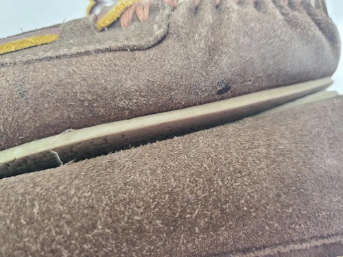 Mocasines Minnetonka Ws 6 Marrón Gamuza Pila Forrados Cuero Crudo Barco Cordones 4012 - Imagen 14 de 18