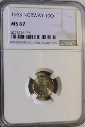 Norway 10 Ore 1963 NGC MS 67