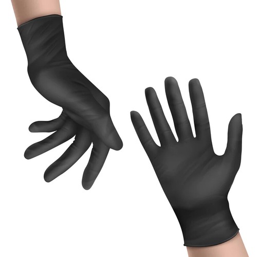 BLACK LATEX GLOVES POWDER FREE DISPOSABLE UNIGLOVES TATTOO BEAUTY SALON PIERCING - Picture 9 of 11
