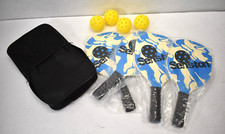 Senston Pickleball Paddle Set w 4 Balls/4 Paddles Blue/White Black Grip Beginner