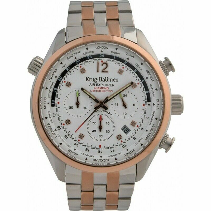 Krug Baumen Mens Air Explorer Diamond Ltd Ed Rose Gold Two Tone