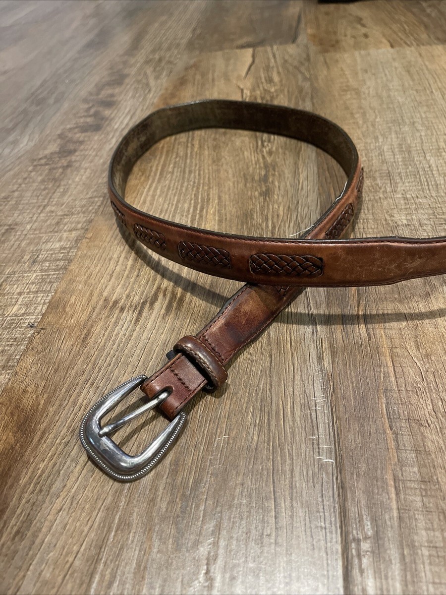 Brighton Leather Western Belt Size 38 Vintage Brighton Leather Concho Belt Brown Silver Western  main image 4