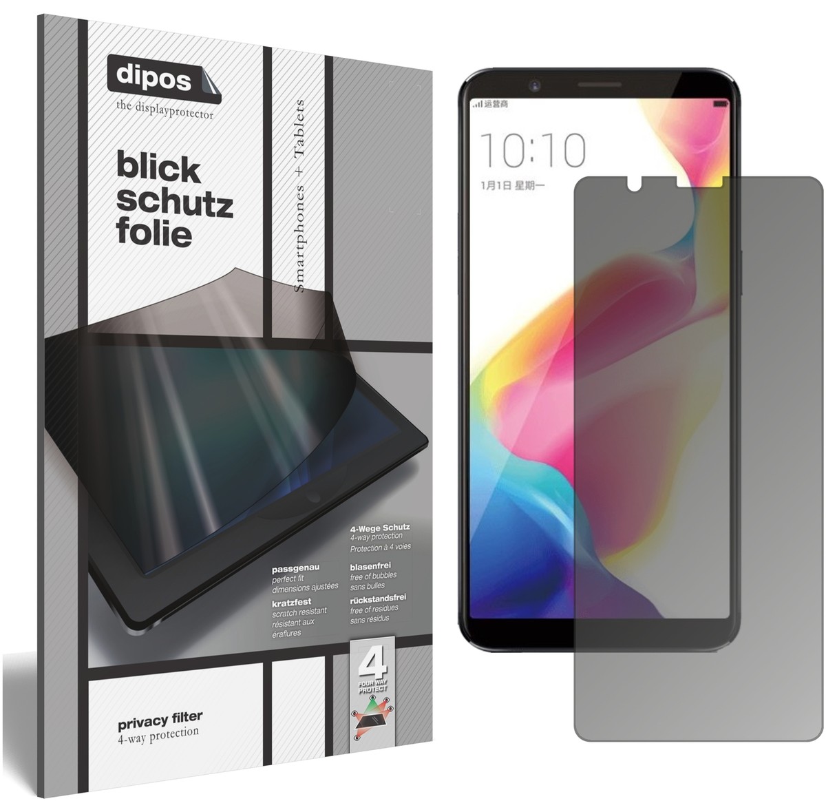 Dipos Blickschutzfolie Matt Für Sony Xperia 10 – Privacy-Filter, 4-Wege Schutz, Made In Germany