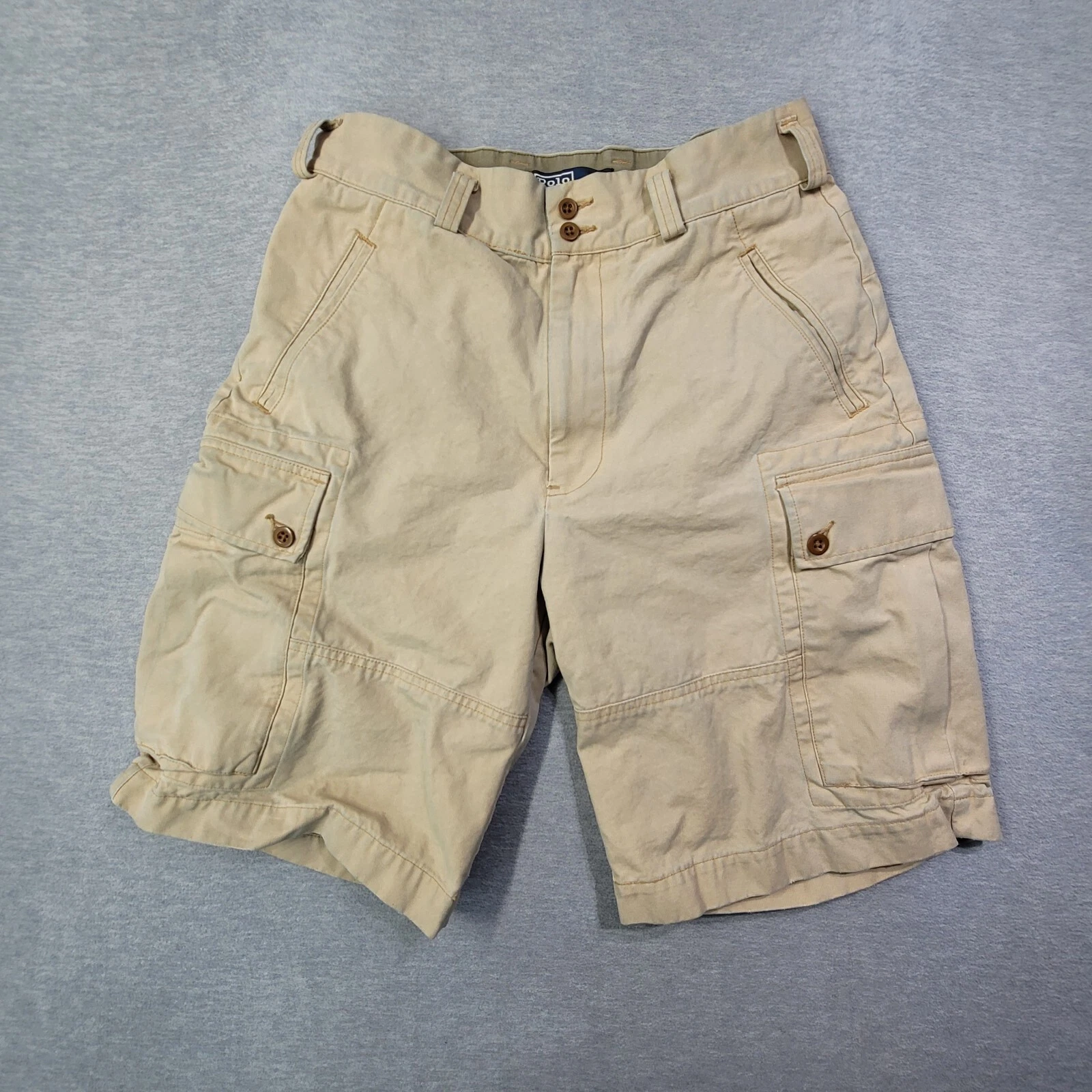 Polo Ralph Lauren Cargo Shorts Mens 30 Beige Canvas Outdoor Hiking 10"