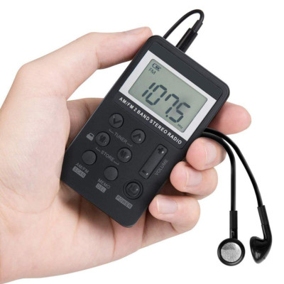 Portable AM/FM Pocket Radio Mini Walkman Digital LCD Screen with 3.5mm ...