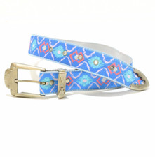 90s Vintage Nuovo Aztec Print Waist Belt Womens XS Southwest Canvas Tipped End