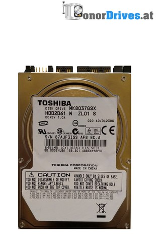 Toshiba - MK8037GSX- HDD2D61- 80GB  - SATA - G5B001851000-A*
