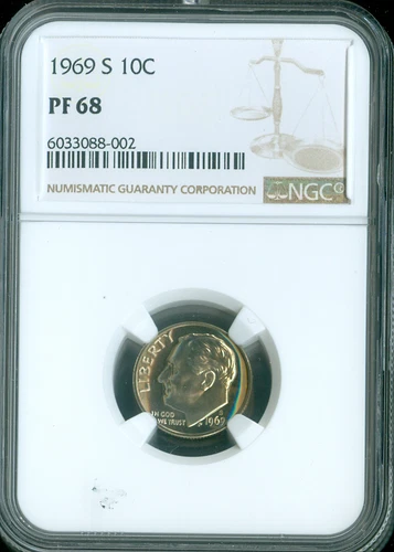 1969-S ROOSEVELT DIME NGC PF68 QUALITY✔️