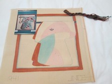 KIMONO ON SANDSTONE W/ FIESTA-JINCE-HANDPAINTED NEEDLEPOINT CANVAS-STITCH GUIDE