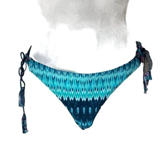 RADIO FIJI NWT Bikini Bottom SZ L Cheeky Side Tie Aqua Tassel Tropical Boho - Image 2 of 4