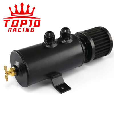 Universal Oil Catch Can Kit Reservoir Baffled Tank with Breather Filter Aluminum