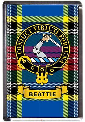 Gunn Tartan Fridge Magnet with Scottish Clan Crest on Clear Acrylic Base