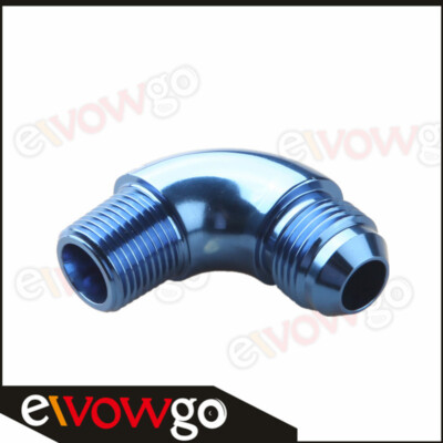 US SHIP 90 Degree -8AN AN8 Male Flare To 3/8'' NPT Full Flow Fitting Adapter Blue