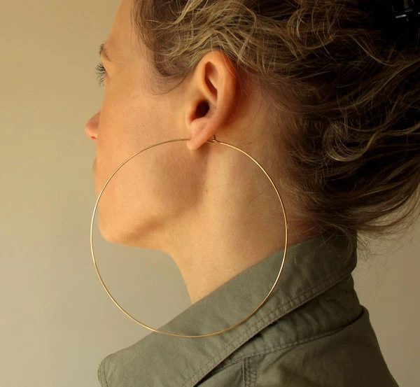 Oversized Gold Hoop Earrings. Extra Large Hoops 4 inch Giant Lightweight Sexy