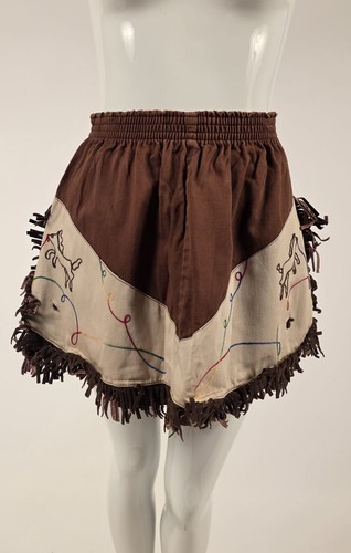 VINTAGE 1940’S COTTON TWILL TEXAS WESTERN COWBOY GIRL’S SKIRT W FRINGE
