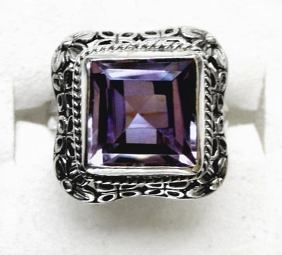 Rose de France Amethyst Artisan Ring / size 6 / 925 Sterling Silver / 5.1cts